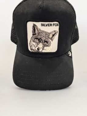 Silver Fox Black Trucker Hat with Fox Patch
